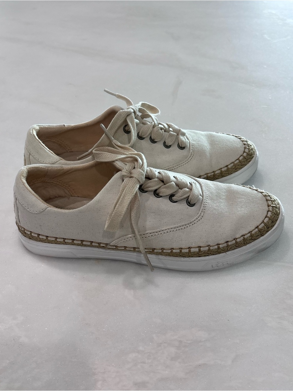 UGG Women's Canvas Espadrille-Trim Sneakers in Light Beige
